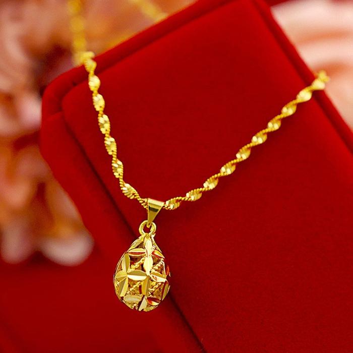 Kalung emas wanita 60cm panjang perhiasan emas hadiah pernikahan hadiah ibu