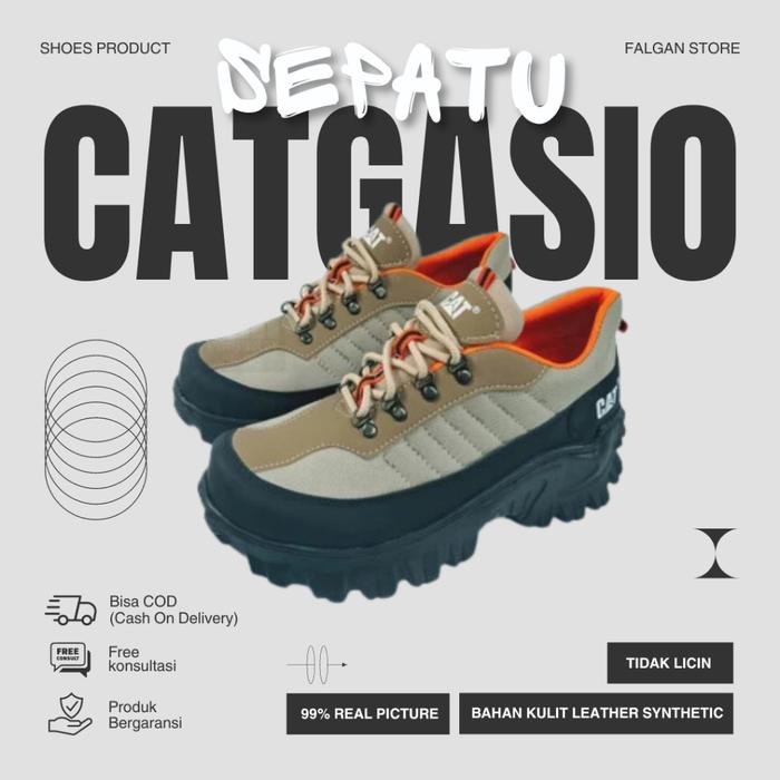 Sepatu Safety Caterpillar Cat Gasio Pria Original 100% Sepatu Ujung Besi Hiking Outdoor