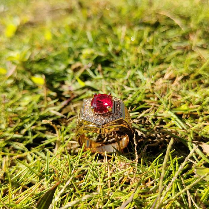 cincin akik batu merah delima batu akik mewah pria kekinian cincin akik gold dengan batu merah delim
