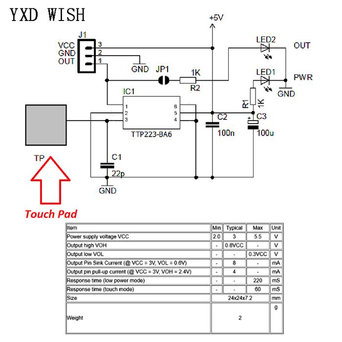 50 Buah Modul Sakelar Sentuh TTP223 TTP223B 1 Saluran Sensor Sentuh