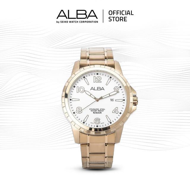 Alba Jam Tangan Pria AG8G54 / AG8G54X1 Quartz Silver White Dial Stainless Steel Strap Watch