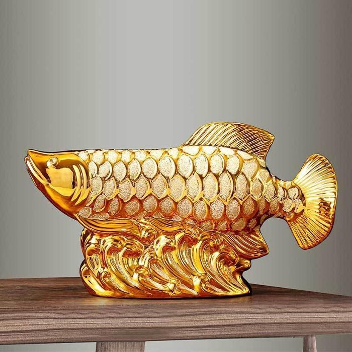 READY STOCK Ornamen Arwana PATUNG ARWANA GOLD
