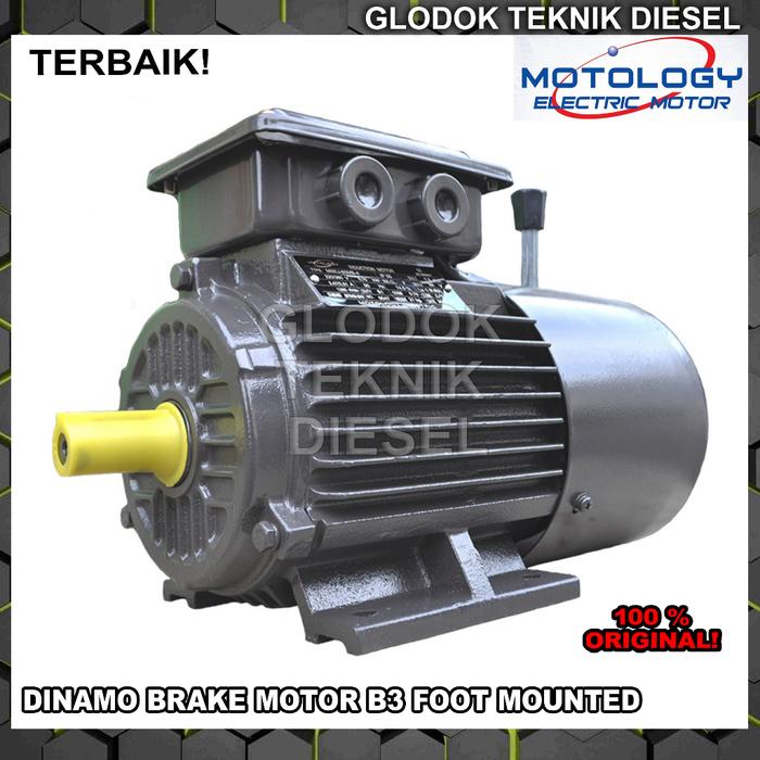 Dinamo Brake Motor B3 1/2 HP 0,37 KW 4 POLE 3 PHASE 0.5 HP Full Tembaga MOTOLOGY JERMAN