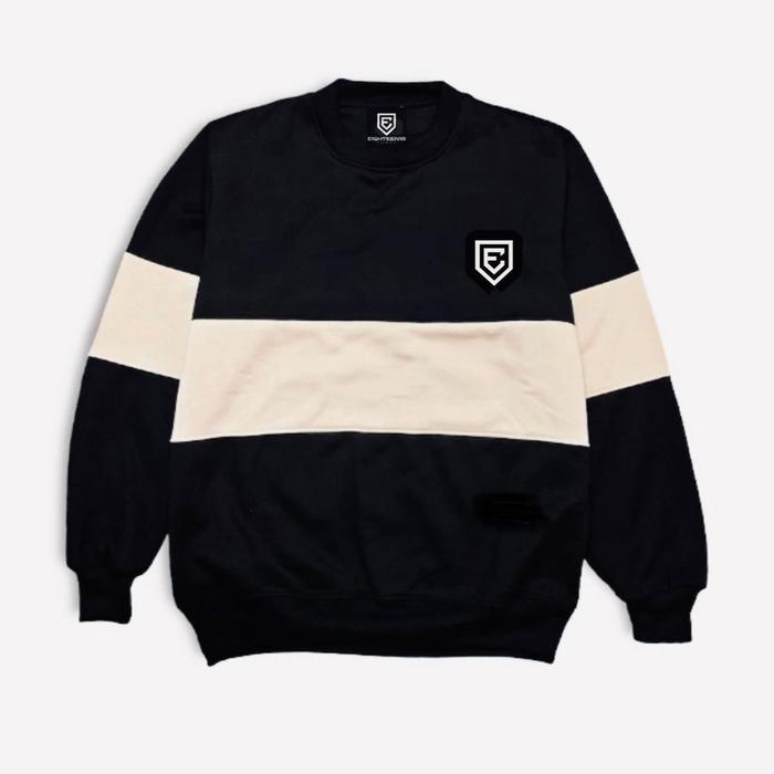 Switer Crewneck kombinasi rugby jaket pria dan Wanita Hoodie Keren Hitam Cowok Fleece
