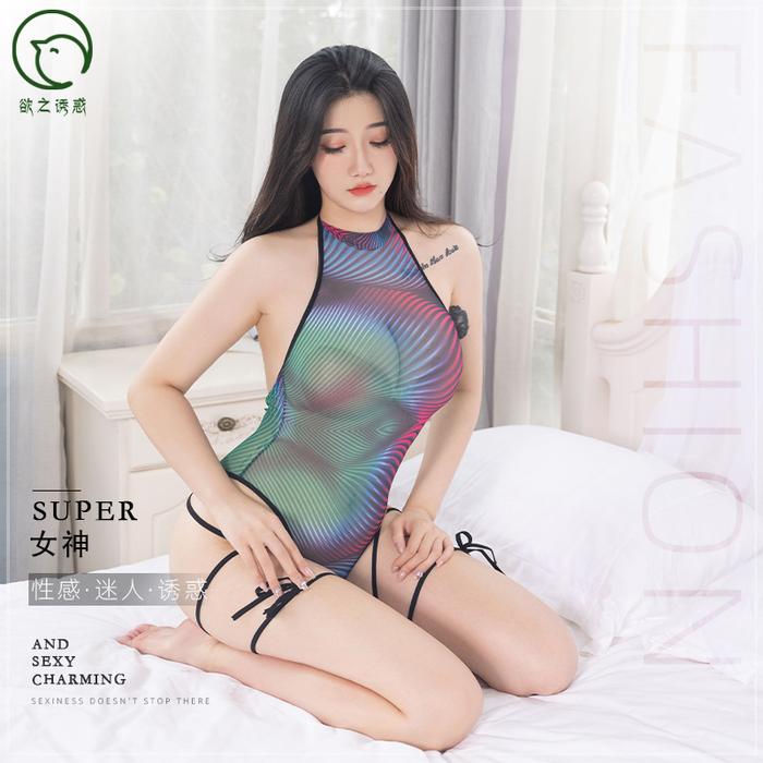 AUDI Lingerie Teddy Leotard Semi Transparant Motif