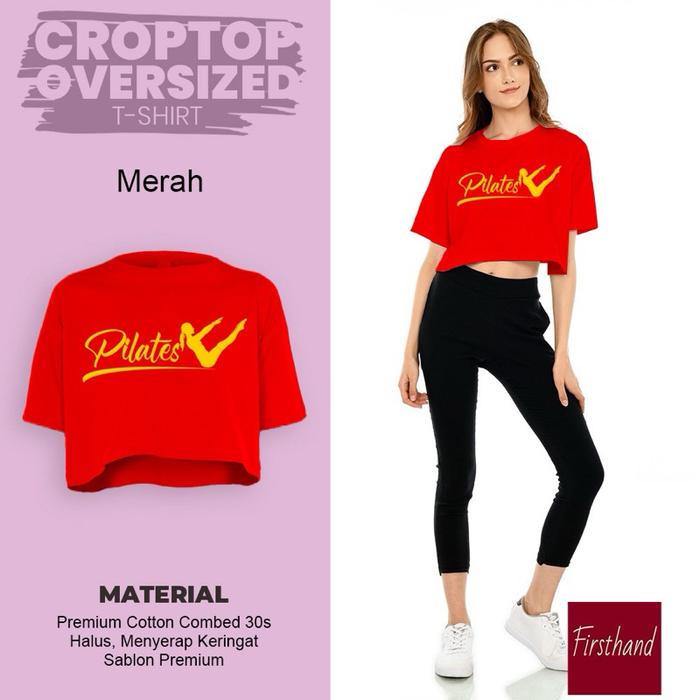 Crop Pilates Baju Crop Top Kaos Oversize Atasan Crop Top Original
