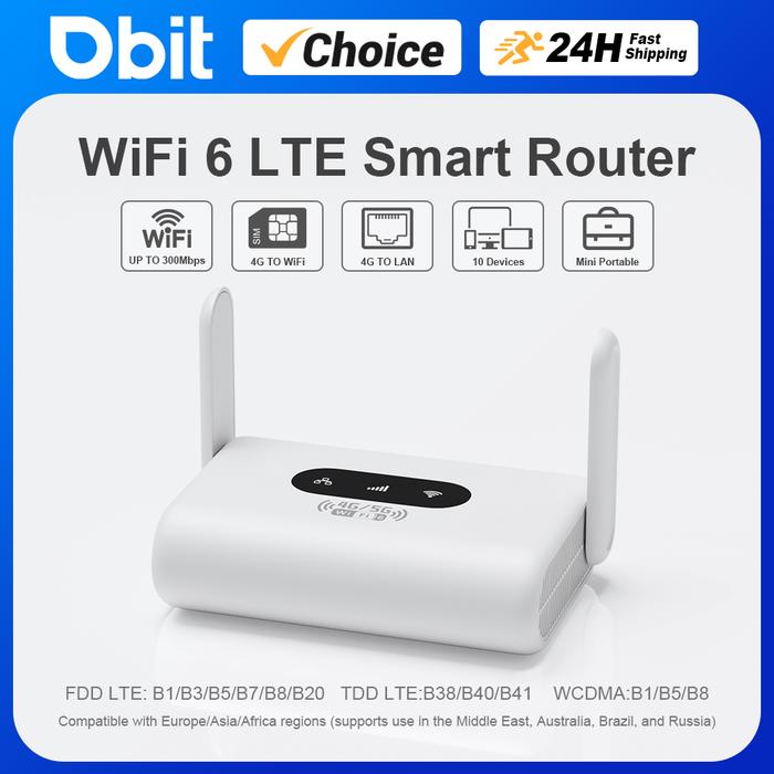 WiFi6 Router 4G LTE Router 300Mbps Modem 4G WiFi Portable Router Compatible with Non-Contract 5G SIM