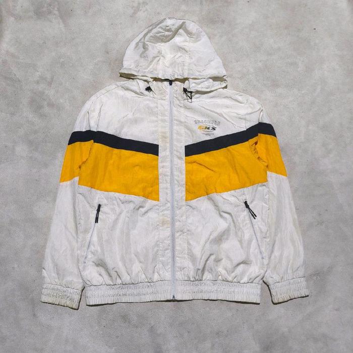 Jaket windbreaker olahraga skechers putih bekas