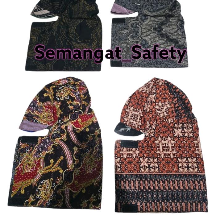 TOPI WELDER KERPUS PROYEK KUPLUK SEBO MOTIF BATIK PELINDUNG WAJAH