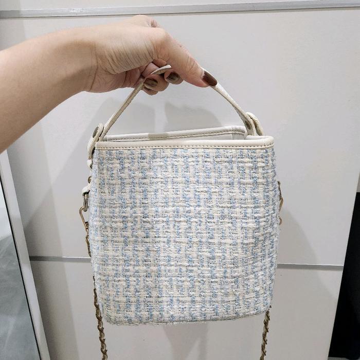 [Preloved] SNY The Label Tweed Sling Bag Baby Blue / Tas Selempang