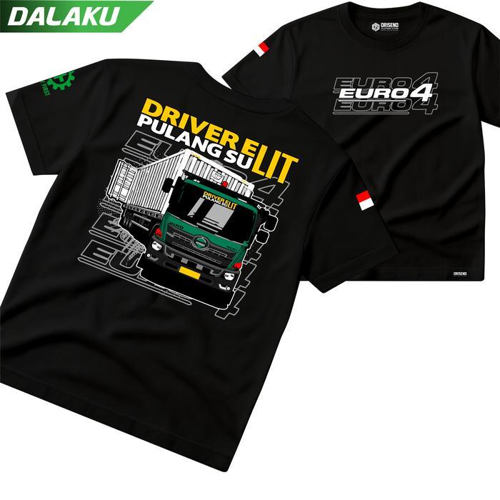 KAOS DRIVER TRAILER ELIT PULANG SULIT DRIVER MOBIL TRAILER COTTON COMBED - HITAM, S