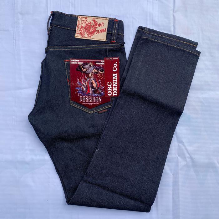 ORC-Denim Celana Raw Denim Pria 15 Oz Selvedge Fading Artikel Poseidon Denim 20 Berdiri Jeans Sanfor