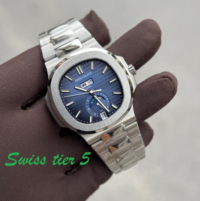 Jam Tangan Pria Tier 5PatekPhilippe 5726G Replica Watch Steel Strap Blue Dial 40mm
