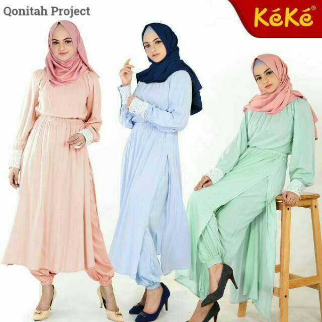 Qonitah Project GC SR 17182 Baju Setelan Celana Wanita Keke Busana Muslim