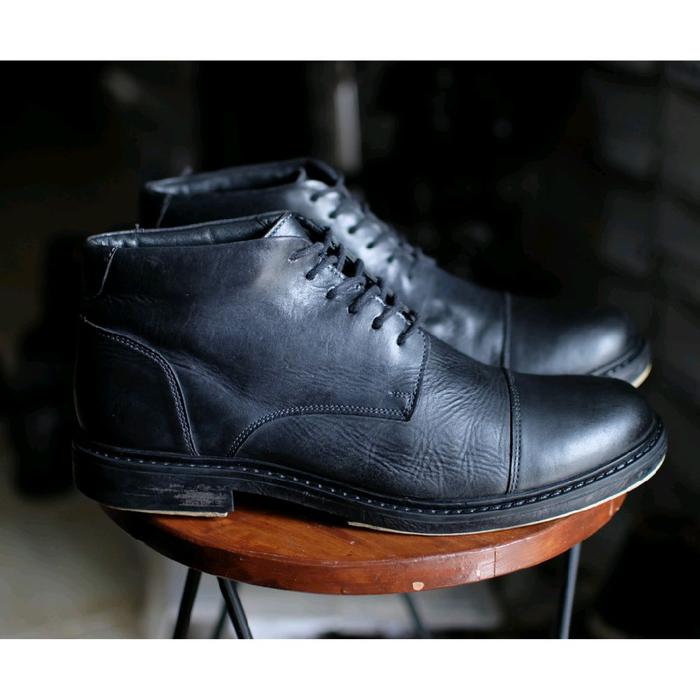 Sepatu Mid Boots Lumberjack Leather Black Kulit Vintage not Timberland Caterpillar Ecco Clarks Parab
