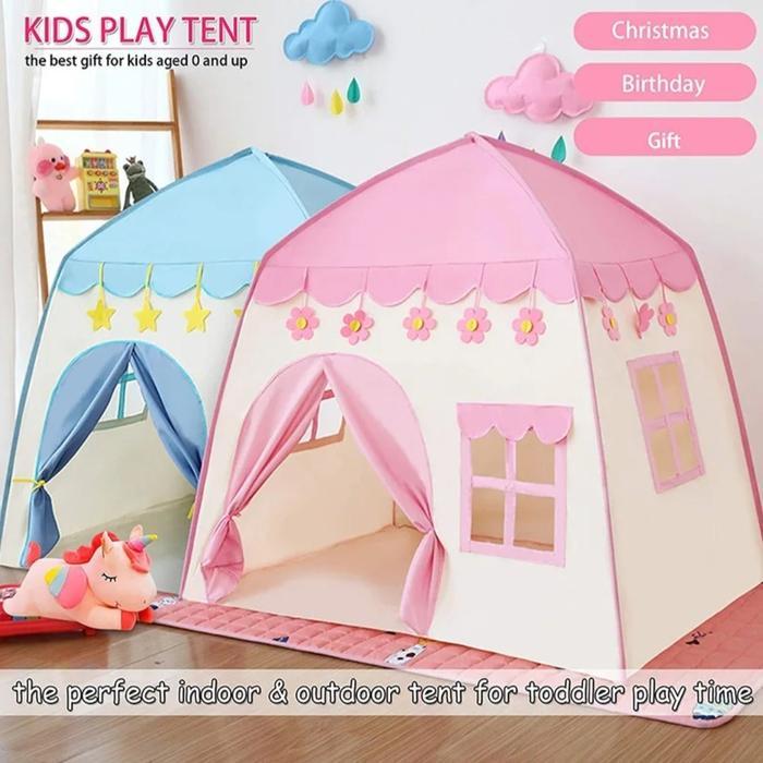 ASLI - MAINAN HOBI ANAK RUMAH RUMAHAN TENDA KASTEL BAHAN KAIN OXFORD & TIANG FIBERGLASS PLAY FLOWER 