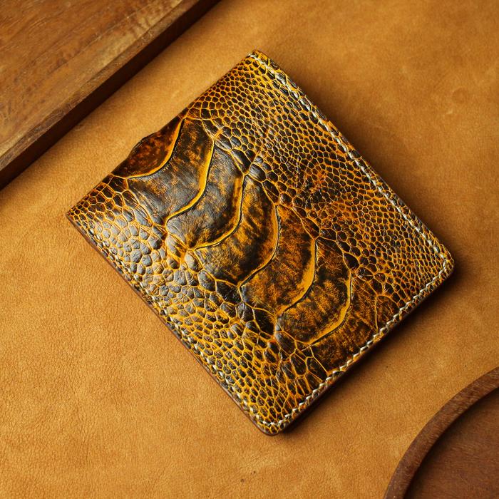 Dompet Kulit Burung Unta Asli "The Orange Ostrich Wallet"