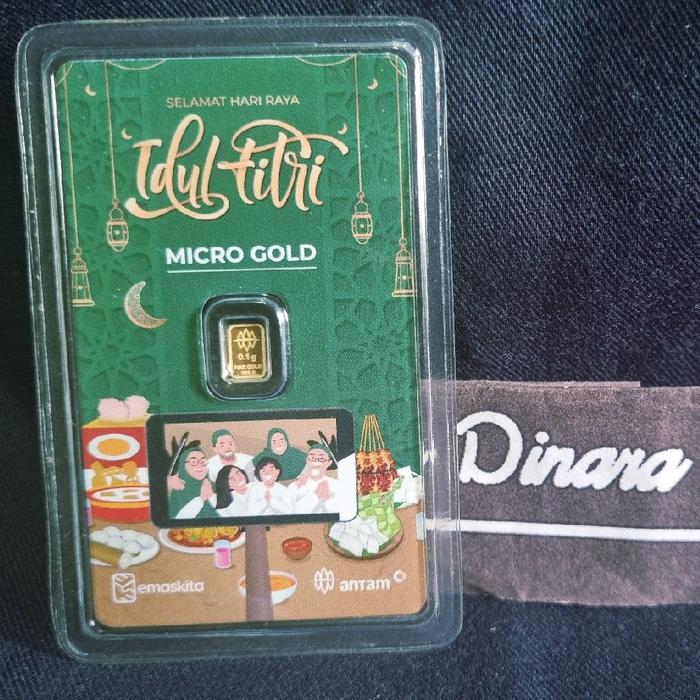 LM 0.1 Gr Microgold Antam Indo Hartadinata Idul Fitri Lebaran Dijamin Original Scan Barcode Bonus Am