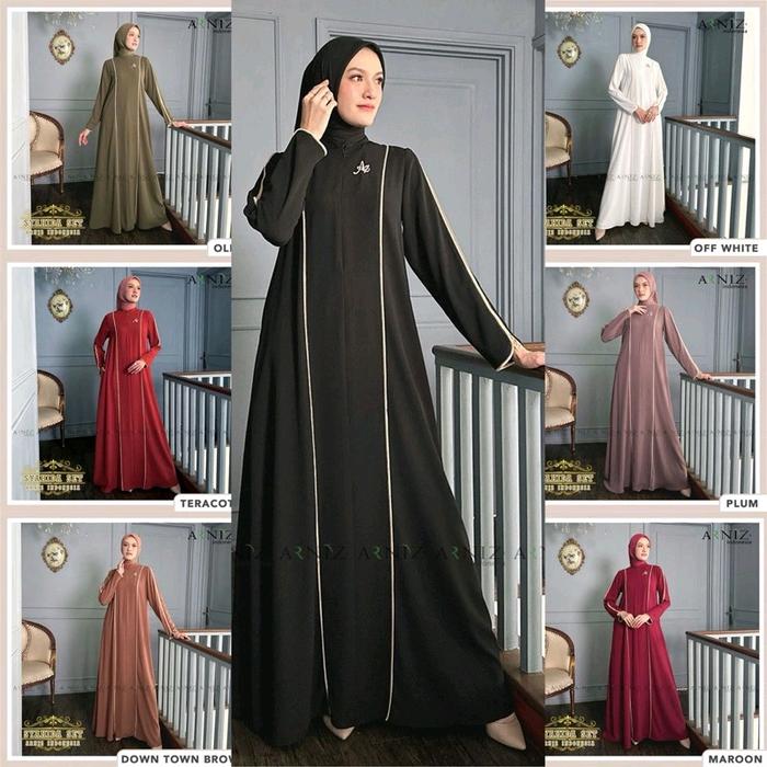 SYAHIDA Dress Original Arniz Collection Brown Cantik Crepe Maroon Muslim Nyaman Simple Ceruti Wudhu 