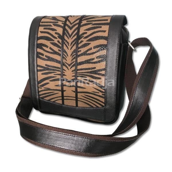 Pariradja Tas Selempang Pria Kulit Ikan Pari Motif Macan Coklat | Tas Kulit Ikan Pari Asli