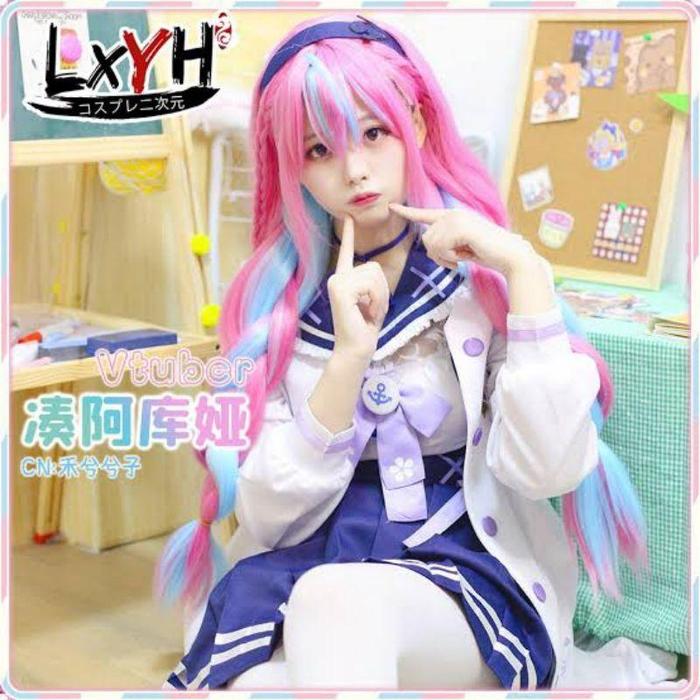 Minato Aqua Cosplay Katun M-XL