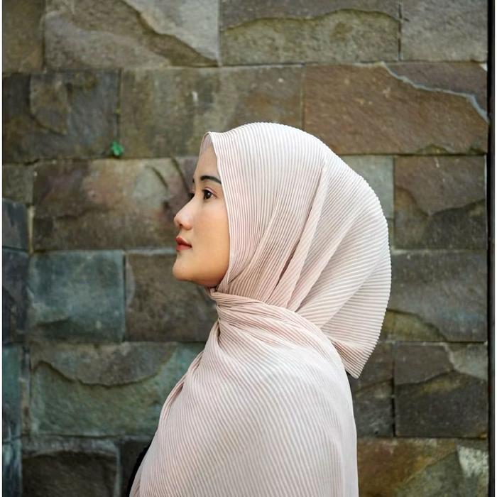 Pashmina Plisket Cream Pasmina Plisket lidi warna krem