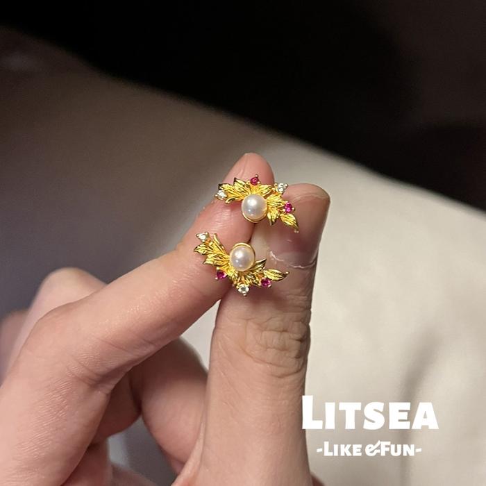 [Litsea] Anting Fashion Bunga Melati Zircon Halus Trendy Wanita Muda Tampilan Menarik F609
