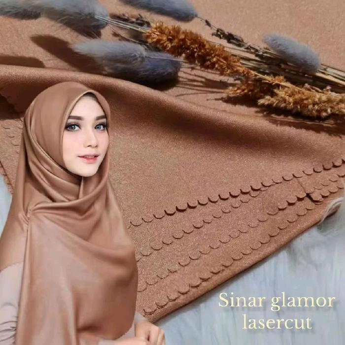 Hijab Segiempat Shinar Glamour | Shinar Glamour Ansania Laser Cut | Jilbab Shinar Glamour Segiempat 