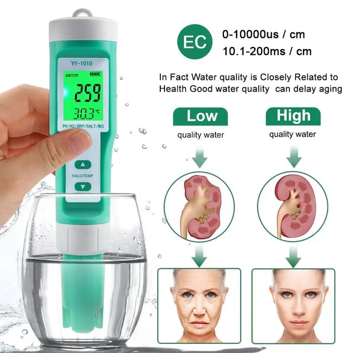 10 in 1 PH Meter Tds Tester Digital ORP EC Salinity H2 S.G Spa Aquarium Water Test Tool Fertilizer R