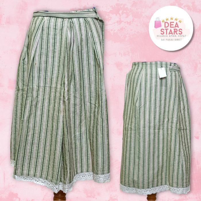 Stripe Trechten Skirt For Women/Rok Panjang Wanita/Rok Motif Garis Garis Hijau/Bawahan Rok Panjang W
