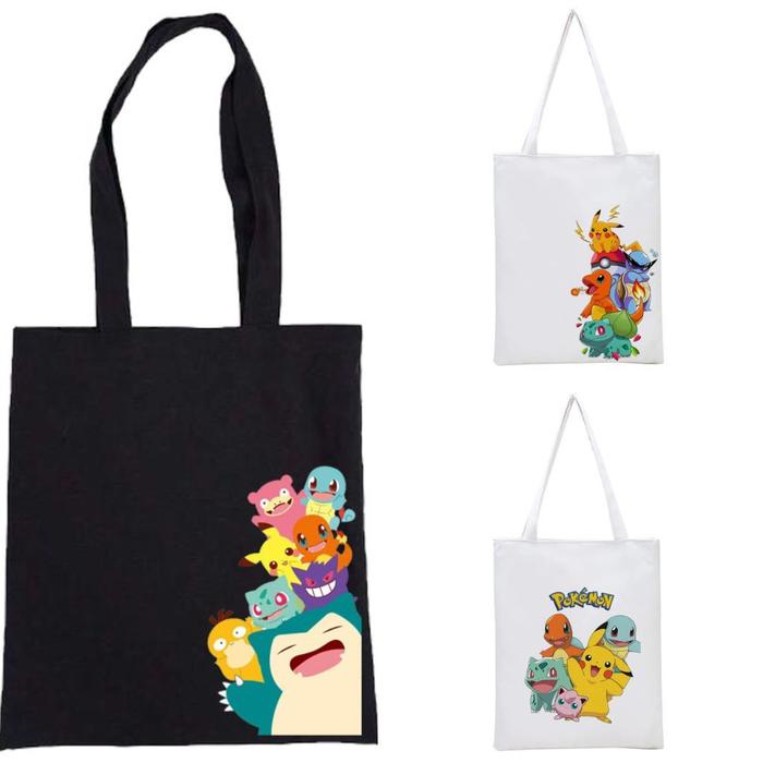 Totebag Tote Bag Pokemon Pikacu Lucu Kanvas Goodie Bag Souvenir Ulang Tahun Anak Cowok Aesthetic