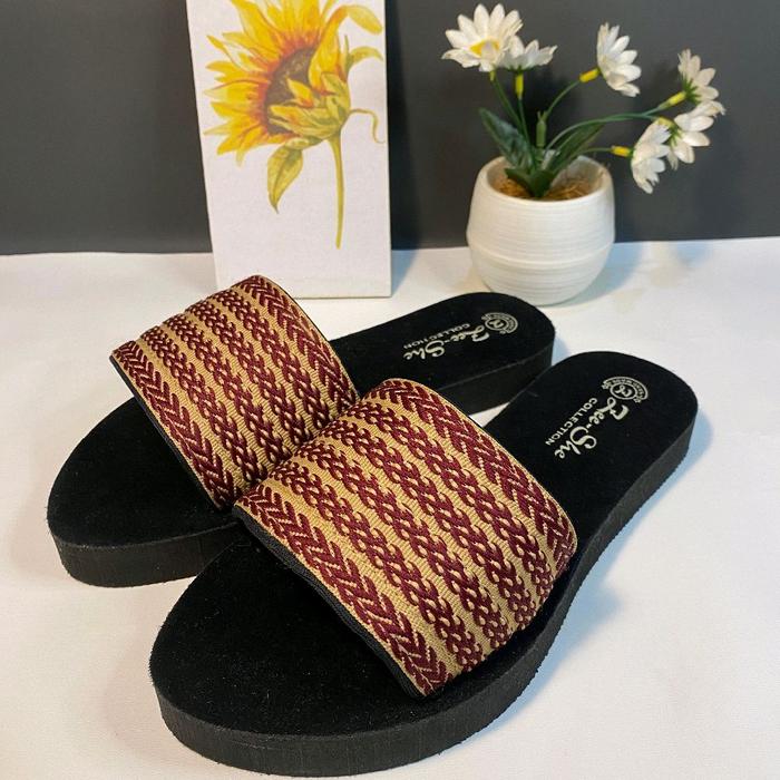 Sandal Wanita Tali Rajut BRS Slop Kekinian Terbaru - Shoes