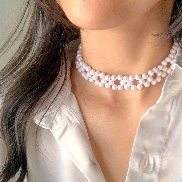 BLISS A BEADS Kalung Mutiara Ringan Putih Simpel