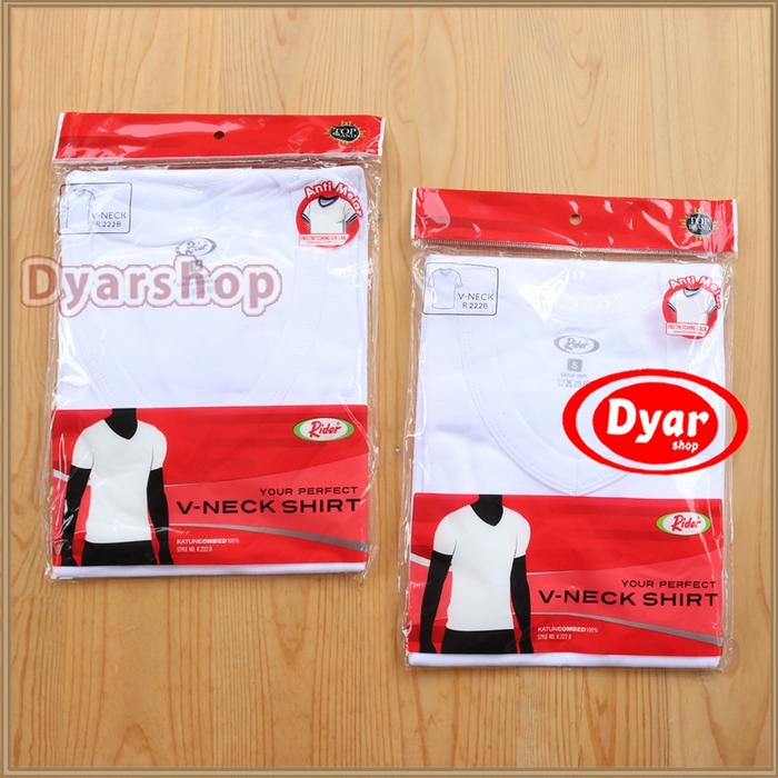 Oblong Rider V Neck Putih | Kaos Oblong Rider Pria Kerah V | Vneck | Kaos Rider V-Neck - Dyarshop