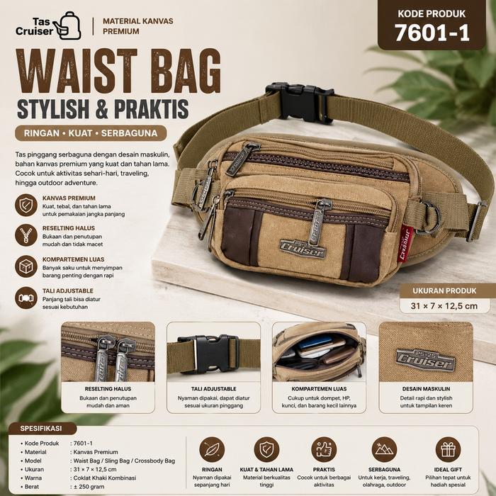 TasCruiser   - Tas Waistbag Pria Tas Waistbag Oval Waistbag Pria Wanita Waistbag Murah 7601-1