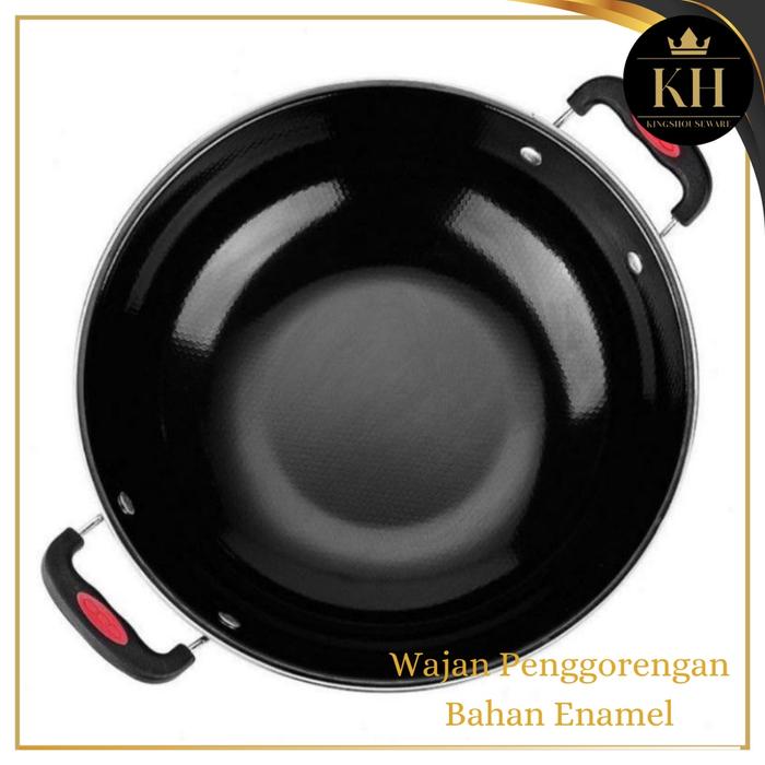 Kh- Wajan Enamel Anti Lengket Wajan Kuping 34cm Wajan penggorengan Kuali