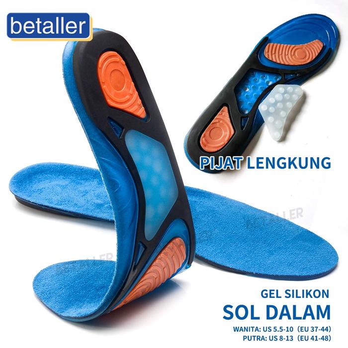 Sol Pijat Sisipan Ortopedi Elastis Penyangga Lengkungan Kaki Sepatu Bantalan Gel Silikon Untuk Pria 
