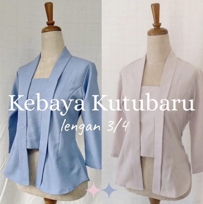Loewes ATASAN KEBAYA KUTU BARU MODERN LINEN LOOK KATUN JEPANG PREMIUM Lengan Panjang 3/4 Warna Putih