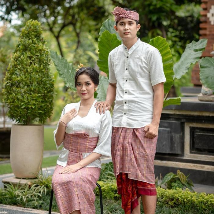 Set couple Endek Seseh premium (kamen+selendang,saput+udeng set jadi)