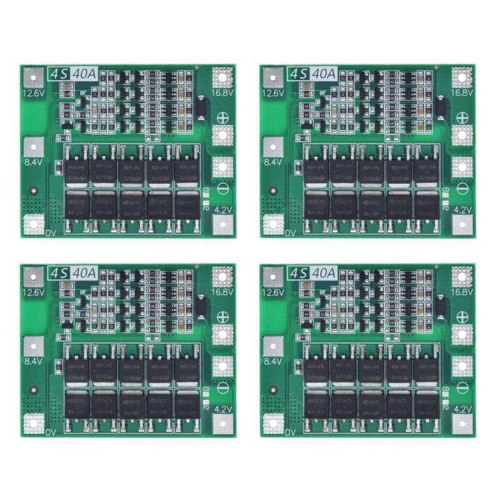 4X 4S 40A 18650 Li-Ion Lithium Battery Charger PCB Board BMS