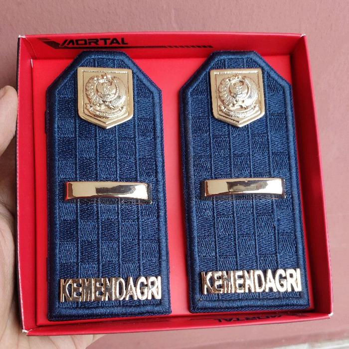 PANGKAT PDU KEMENDAGRI 3A - IPDN PURNA PRAJA STPDN Seragam Pria Navy Baju Biru Bordir