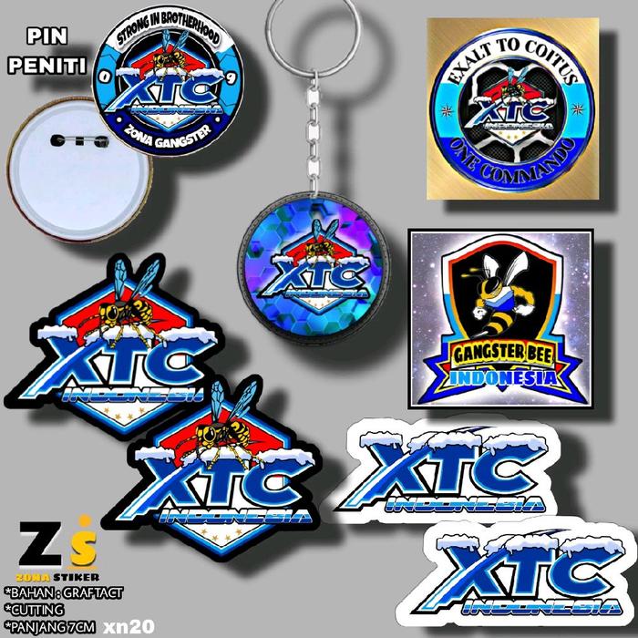 Gantungan pin stiker xtc indonesia total 8pcs xn20