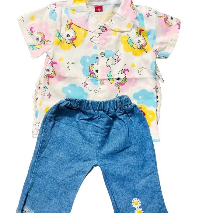 Setelan anak cewek baju kuda poni levis panjang