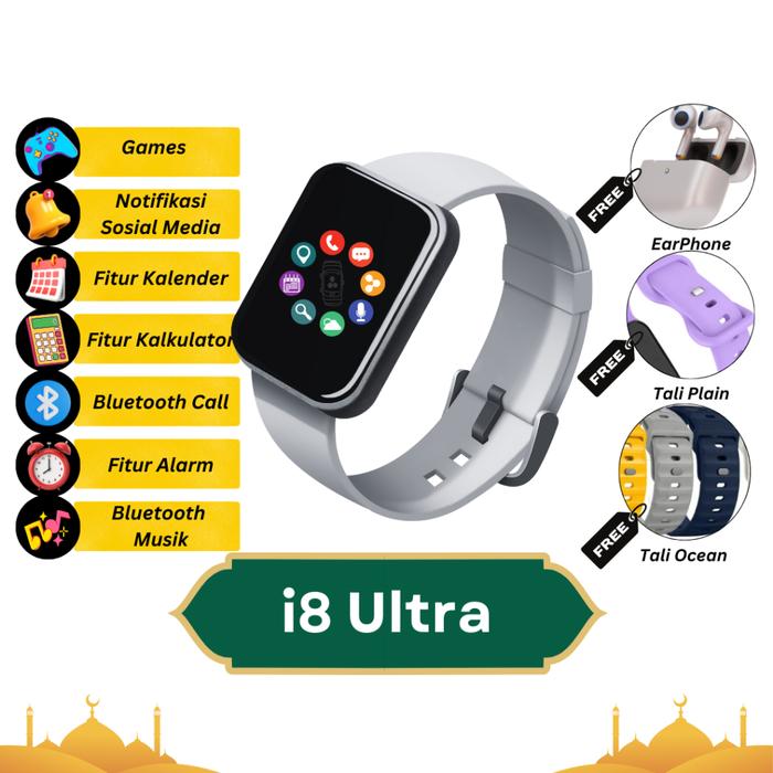 Smartwatch I8 S8 ULTRA Series 8 ULTRA Original + Ipods TWS 2Tali Paket