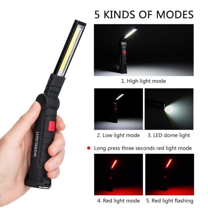 Senter Worklight LED Portable Magnet COB Charger Lampu Lipat