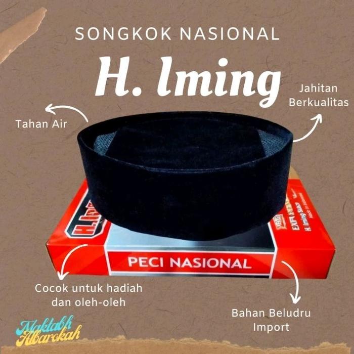 Peci H iming Original Muslim Songkok Kopiah Hitam