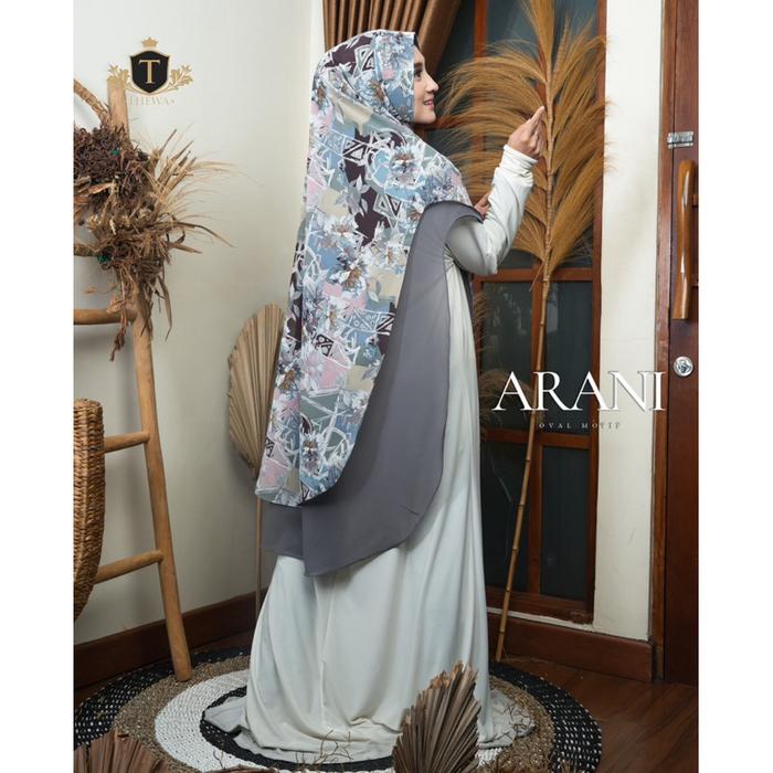 terlaris thewa - hijab khimar arini oval motif 2 layer kerudung seruty babydoll