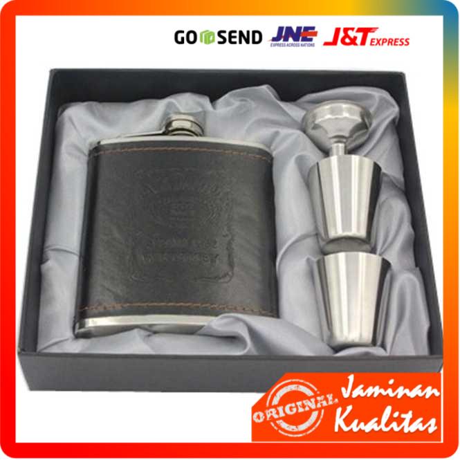 Botol Bir Hip Flask Stainless Steel Leather 7Oz