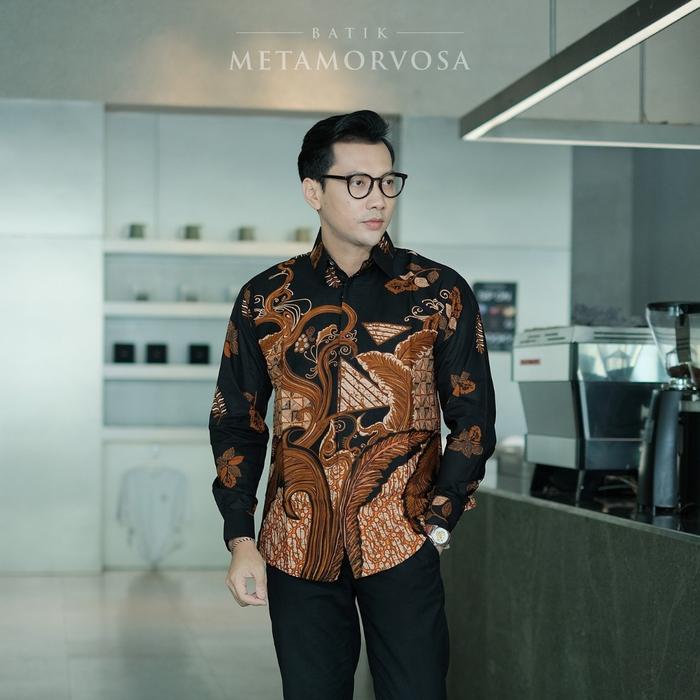 BATIK METAMORVOSA - Baju Batik Pria Slimfit Lengan Panjang Terbaru Bahan Katun Halus Lapis Furing