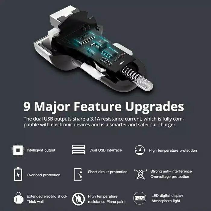Charger LED casan mobil motor fast charging 3.1A LED digital volt meter casan motor pcx nmax honda y